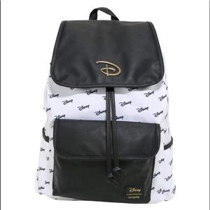 Disney loungefly black and white slouch backpack